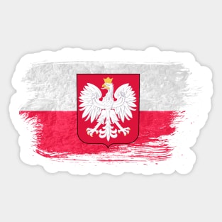 Poland flag - grunge brick stone Sticker